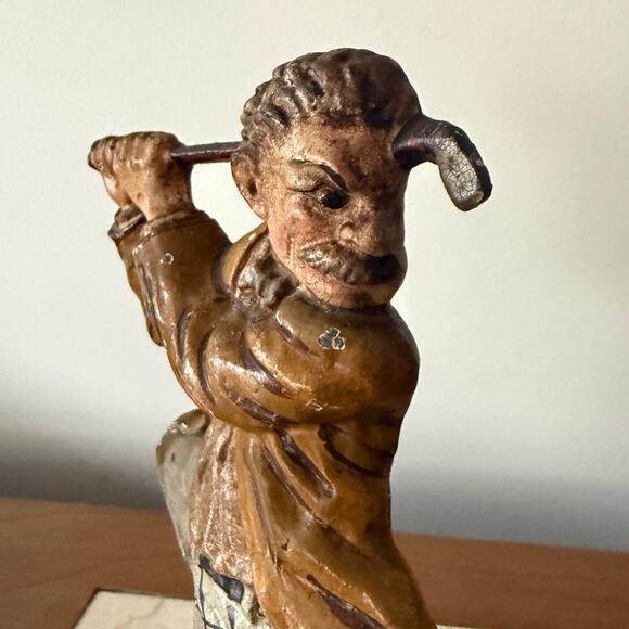Antique Hubley Cast Iron Golfer Doorstop A Difficult Lie 238 Vintage Academia - Picture 8 of 11